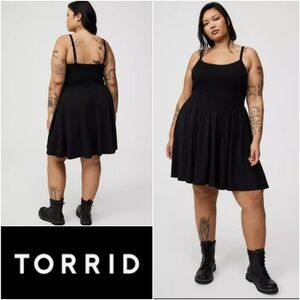 TORRID Smocked Mini Dress Deep Black Size 0/Large/12 NWT